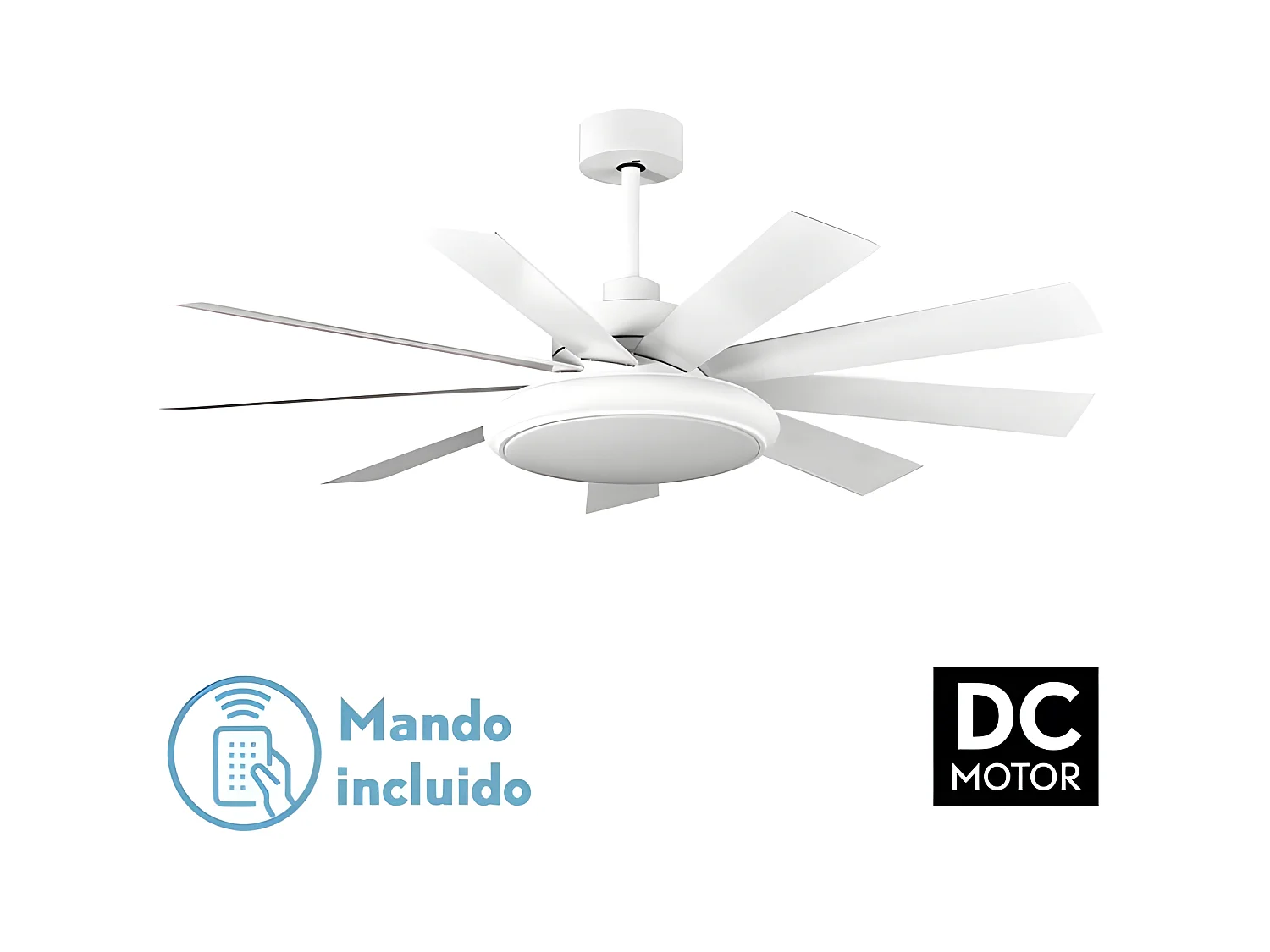 Ventilatore PIREO DC bianco 9 pale LED CCT orientabili Fabrilamp