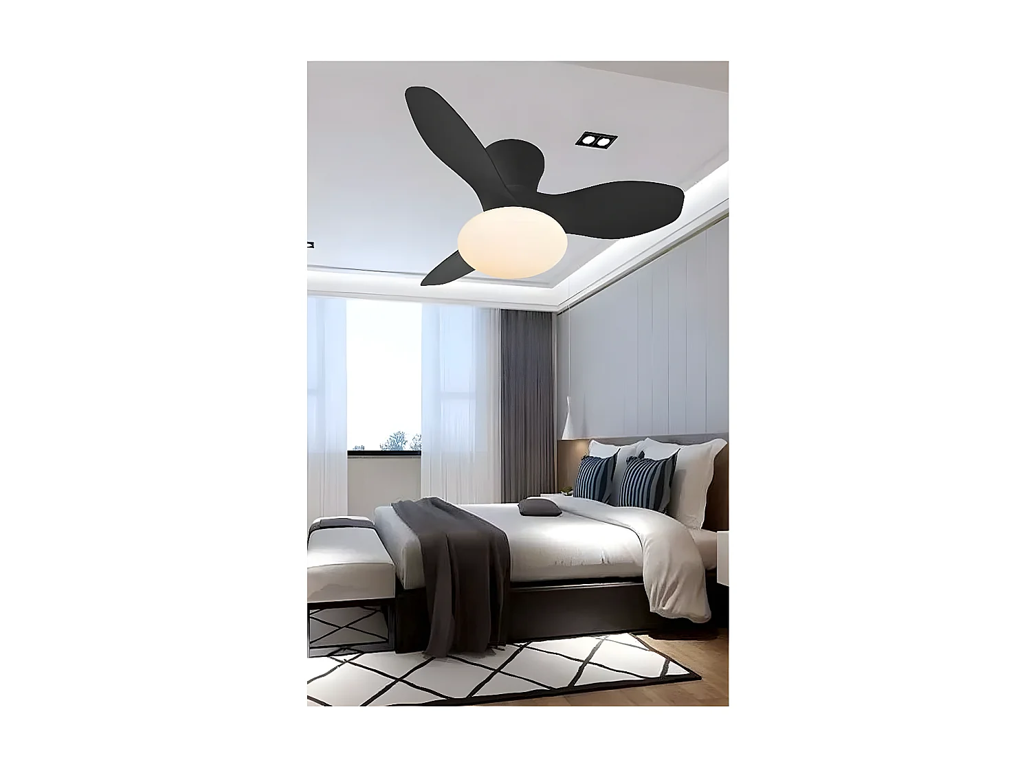 Ventilateur DC TULIP connectivité led noire télécommande dimmable AkunaDecor