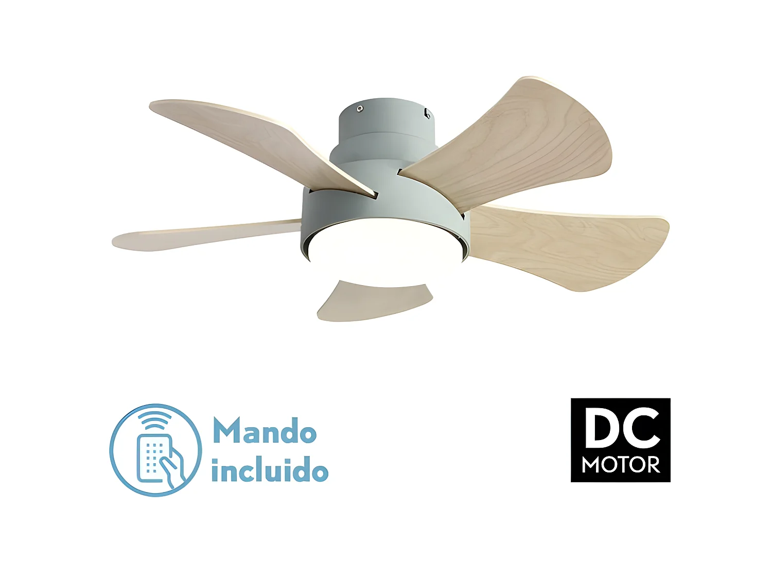 Ventilateur DC GREGARIO vert led 25w CCT et télécommande Fabrilamp