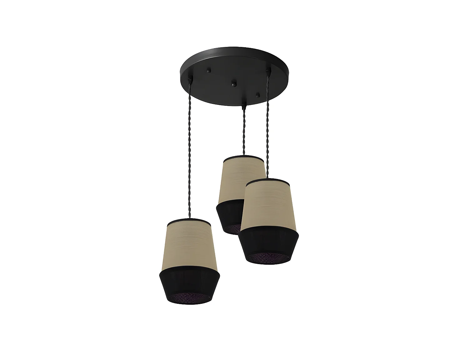 Lampe circulaire 3 lumières couleur Saco / noir modèle Bell FABRILAMP