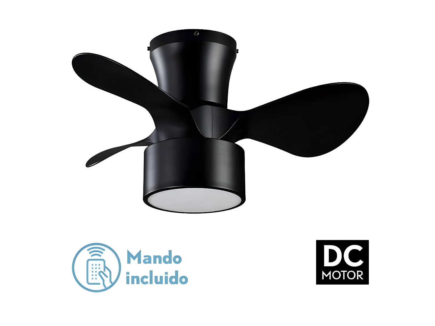 Ventilatore DC KOS led nero 24w telecomando con timer Fabrilamp