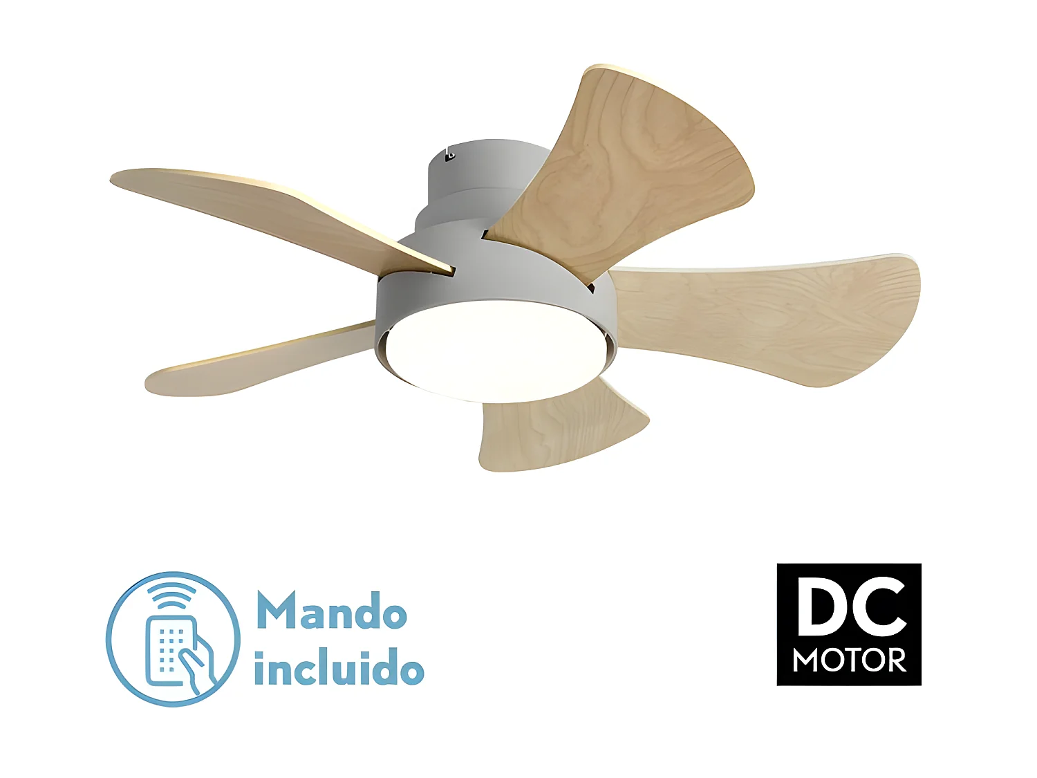 Ventilateur DC GREGARIO gris led 25w CCT et télécommande Fabrilamp