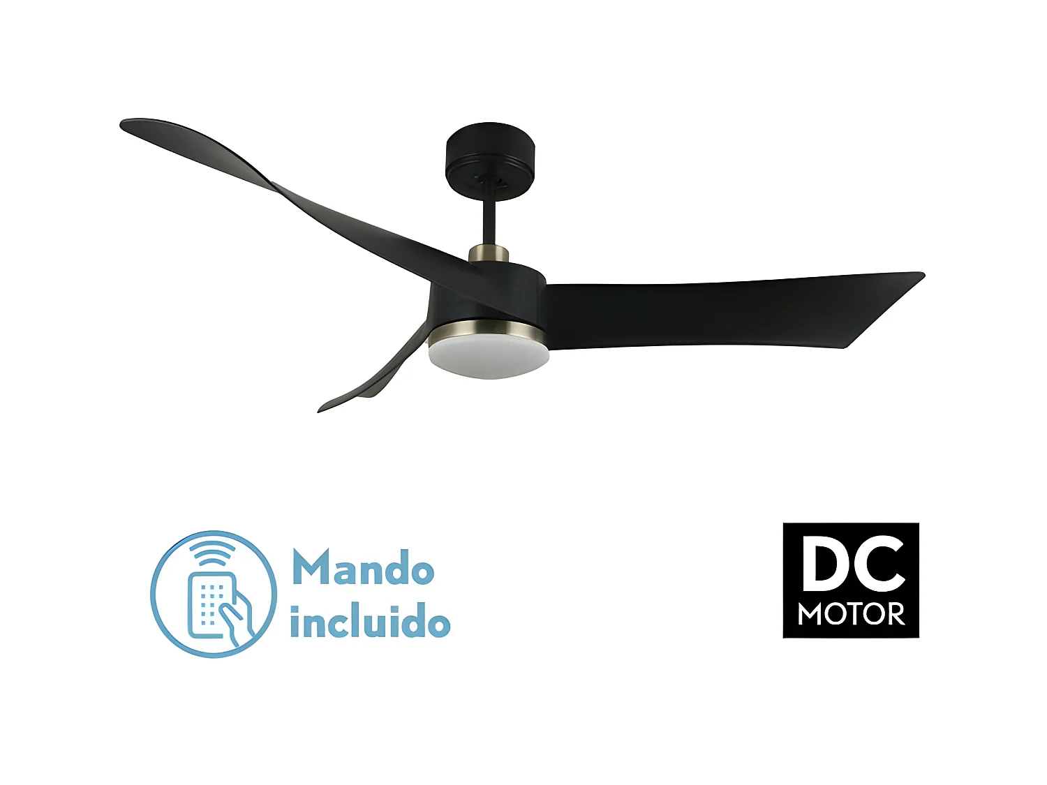 Ventilateur DC TEMPEL noir LED CCT dimmable avec onduleur Fabrilamp