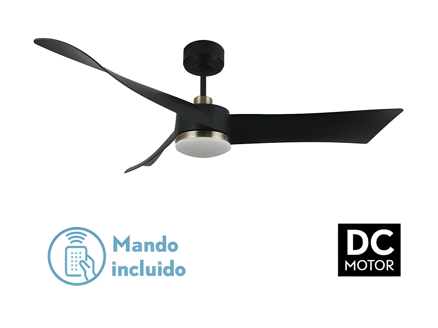 Fan DC TEMPEL nero led CCT regolabile con inverter Fabrilamp