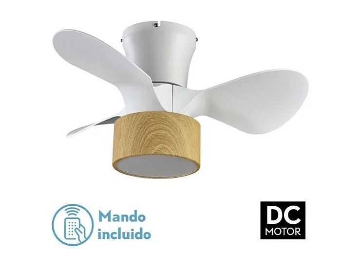 Ventilador Dc Kos Blanco Haya Led 24w Mando A Distancia Con Temporizador