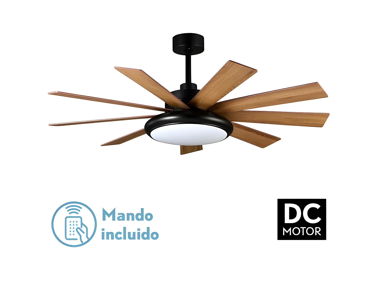 Ventilatore DC PIREO nero 9 pale LED CCT orientabili Fabrilamp