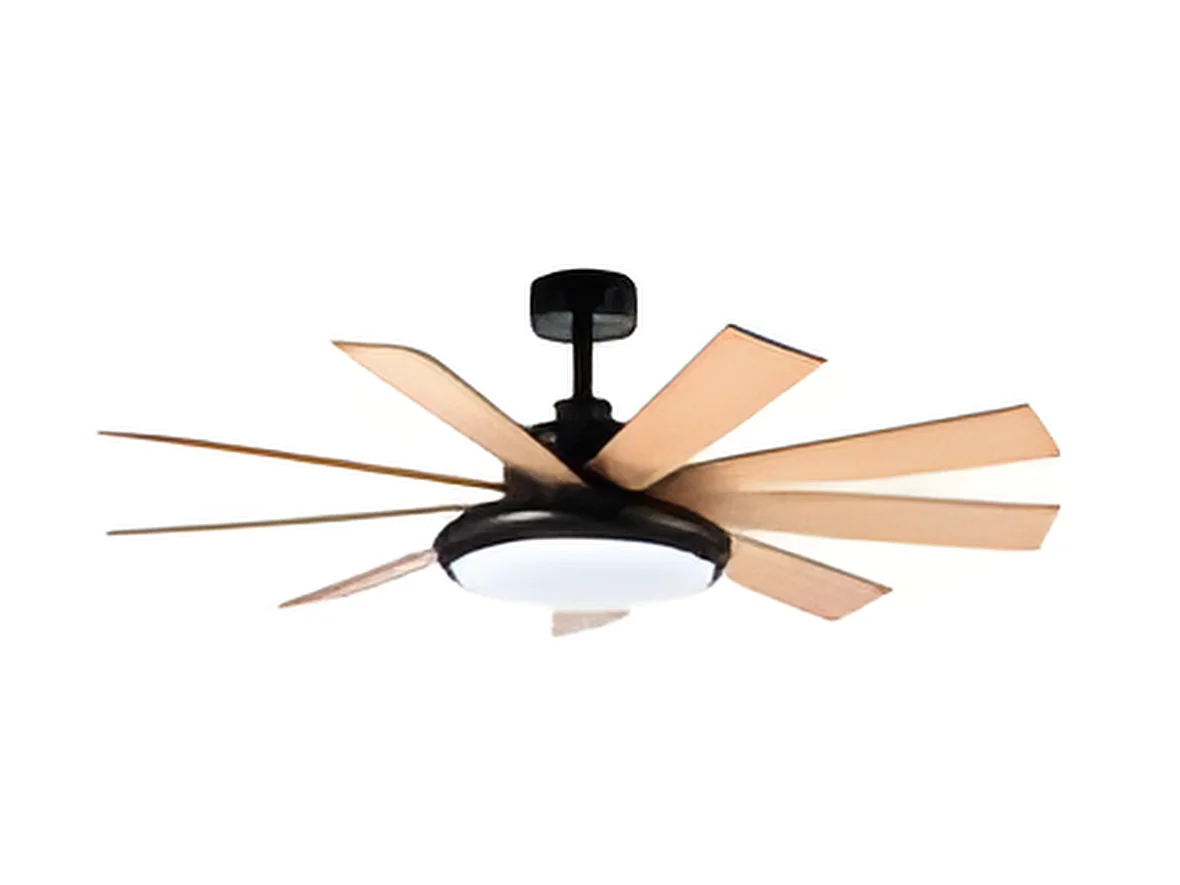 Ventilador Dc Pireo Negro 9 Aspas Led Cct Regulable