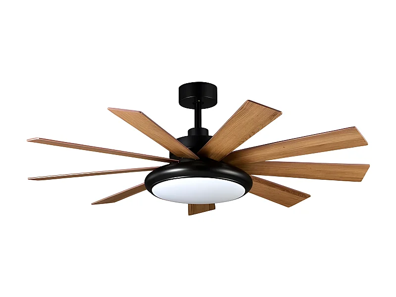 Ventilateur à courant continu PIREO noir 9 bras led CCT réglable Fabrilamp