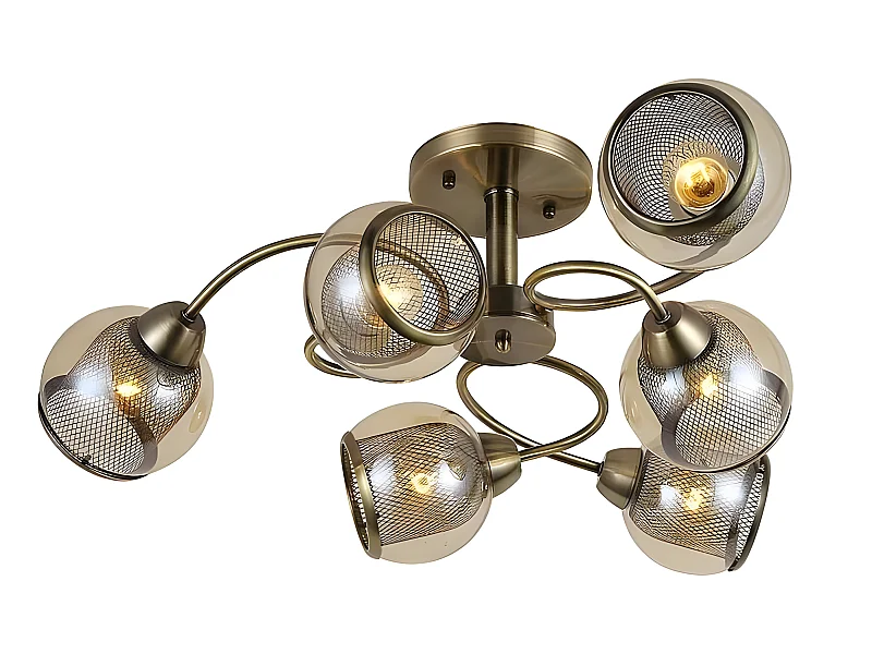 Soffitto a 6 faretti modello STANLEY FABRILAMP in pelle