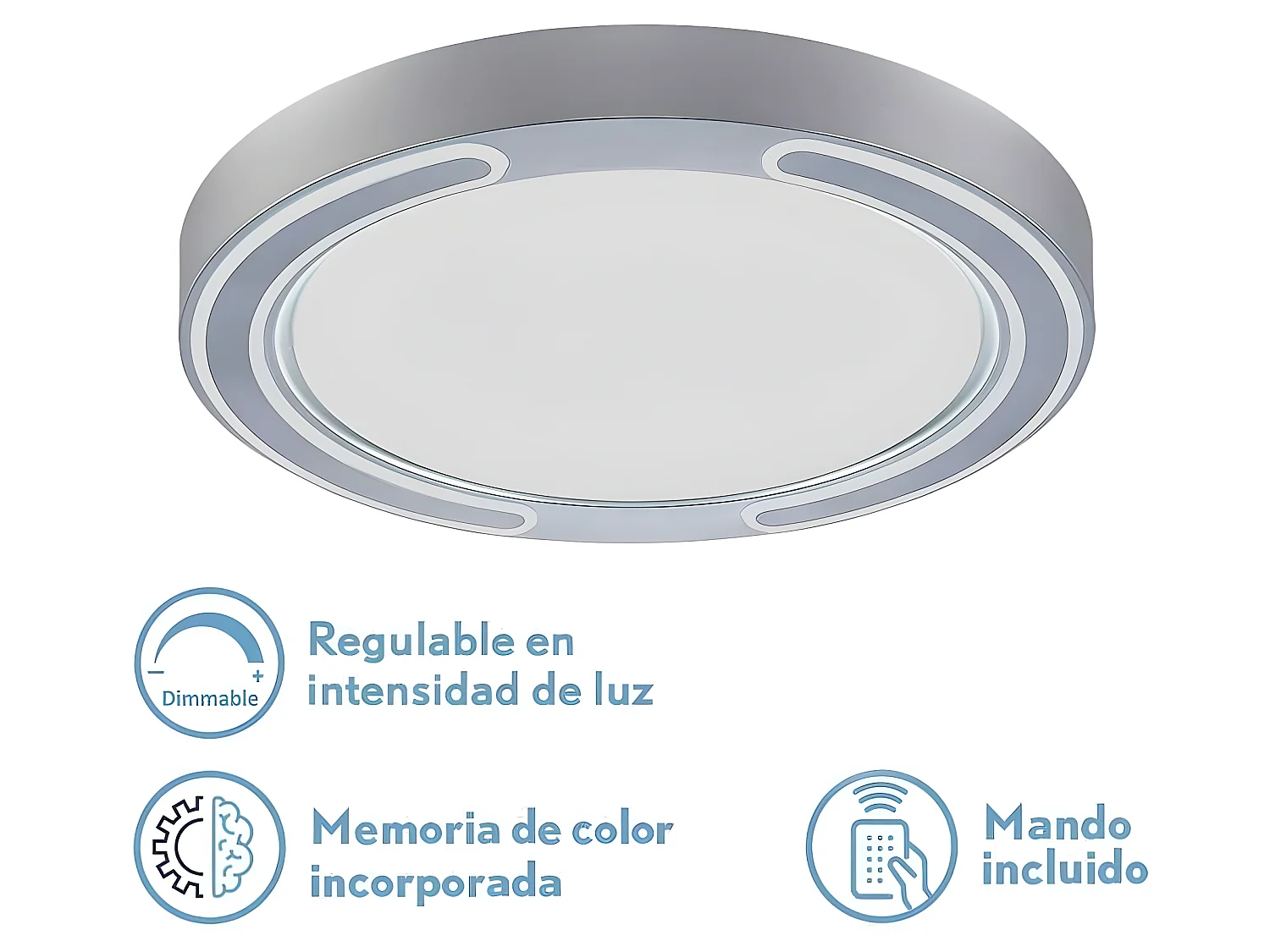 Plafon 72w Asher Plata 3000-4000-6500k 5616lm  6x50x50cm Remoto+reg.int+memoria