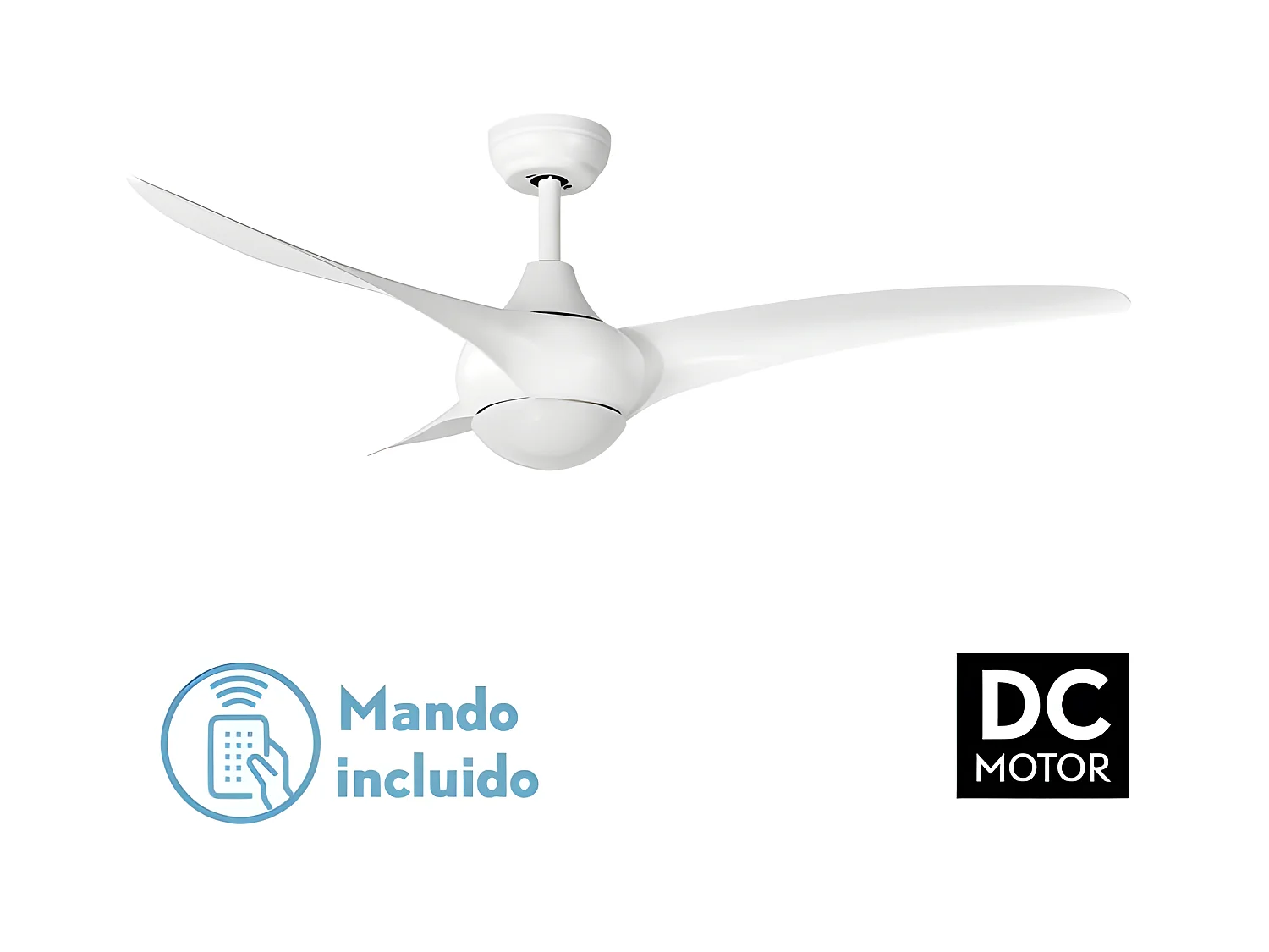 Ventilatore DC LED bianco CANEA con memoria e telecomando Fabrilamp