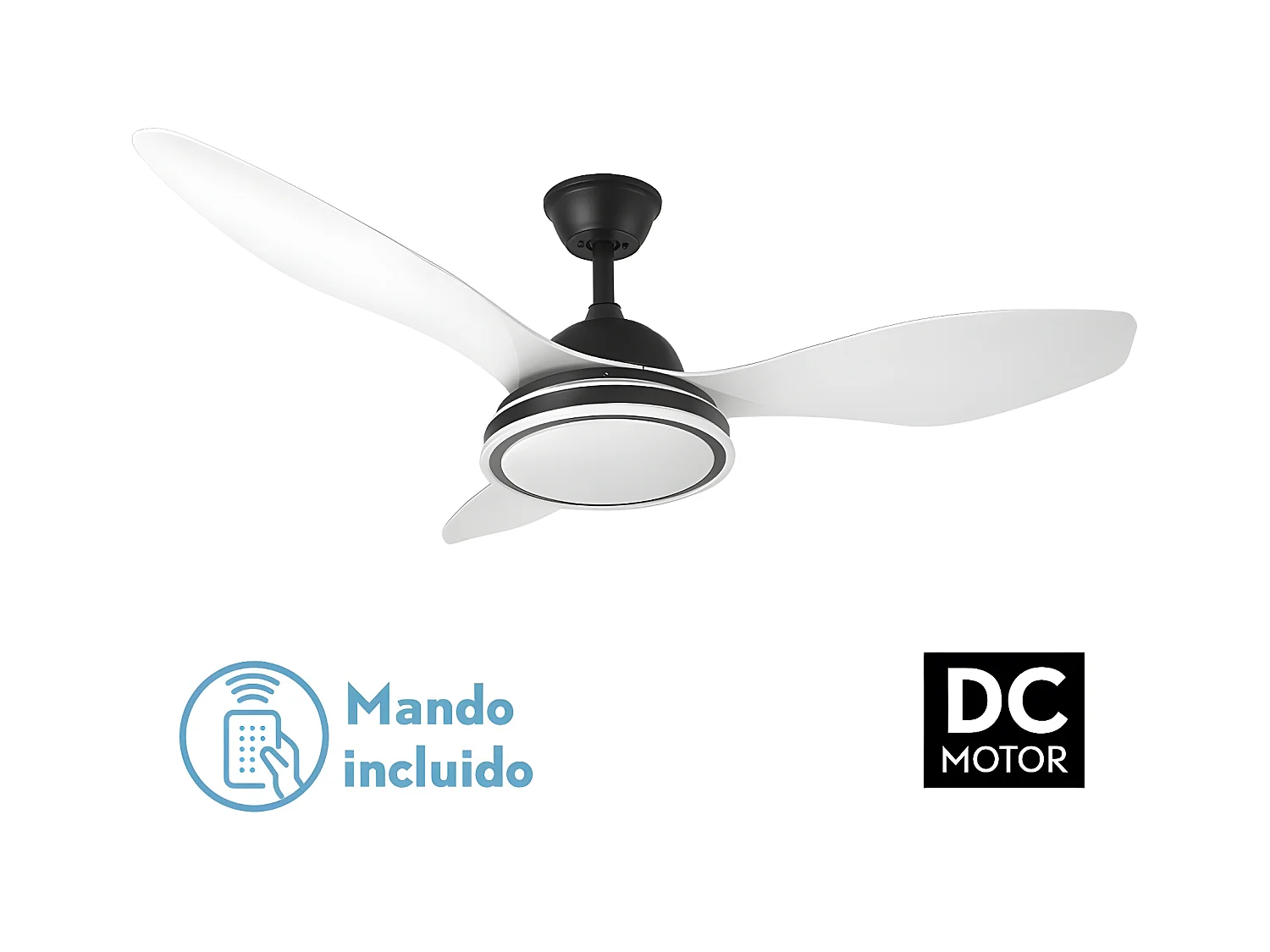 Ventilateur DC DATOO noir led 48w trois températures réglables Fabrilamp