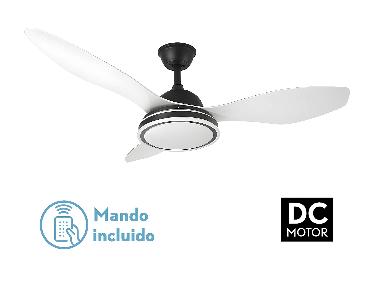 Ventilador Dc Datoo Negro Led 48w Tres Temperaturas Regulables