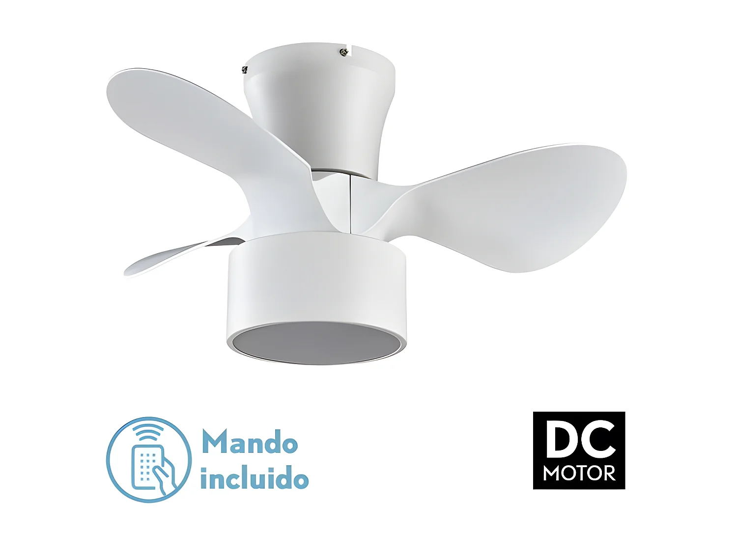 Ventilador Dc Kos Blanco Led 24w Mando A Distancia Con Temporizador