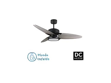 Ventilador Dc Cross Negro Led Control Remoto Y Temporizador