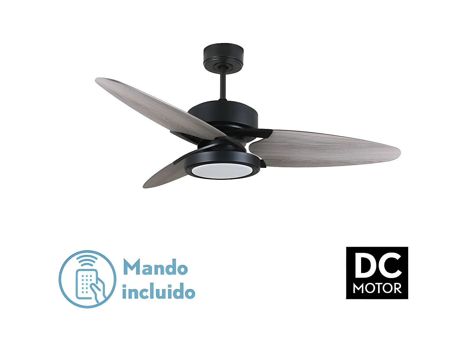 Ventilador Dc Cross Negro Led Control Remoto Y Temporizador