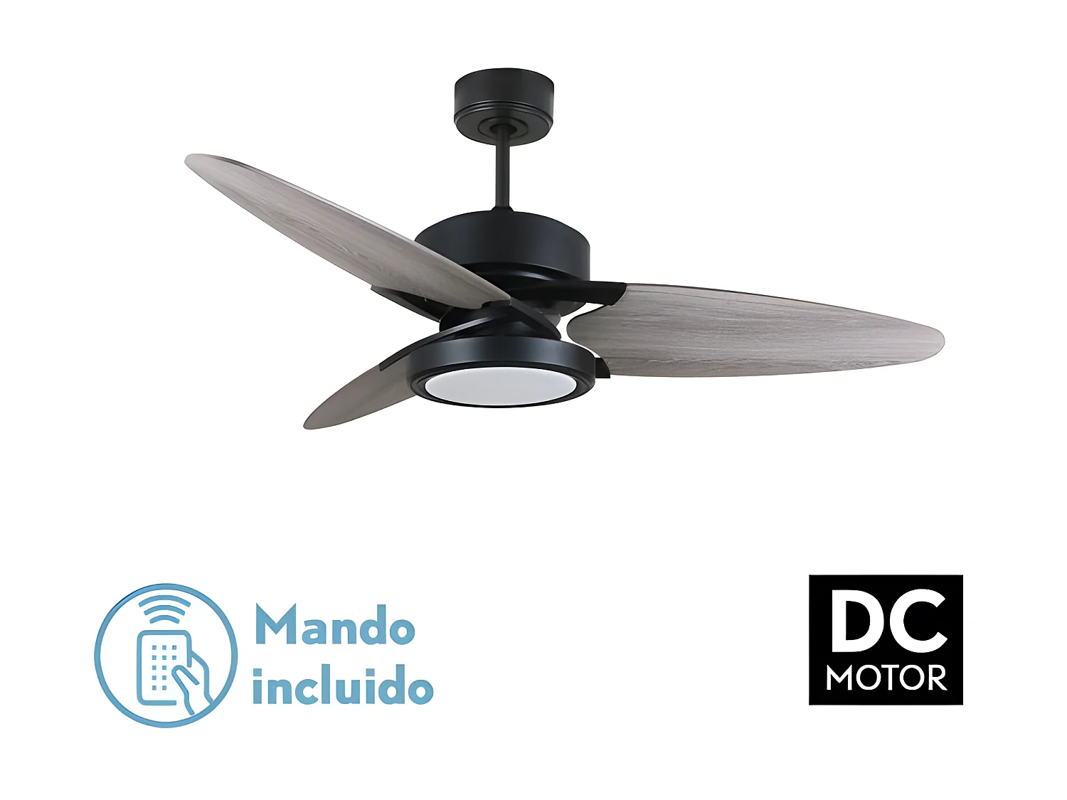 Ventilateur DC CROSS noir led télécommande et minuterie Fabrilamp