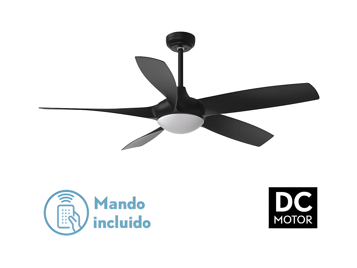 GALLEO ventilatore DC LED nero 3 temperature con 5 pale Fabrilamp