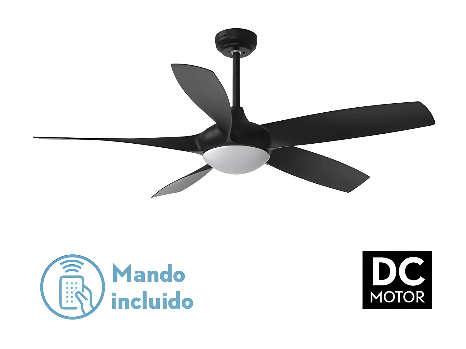 Ventilateur GALLEO LED DC noir 3 températures avec 5 pales Fabrilamp