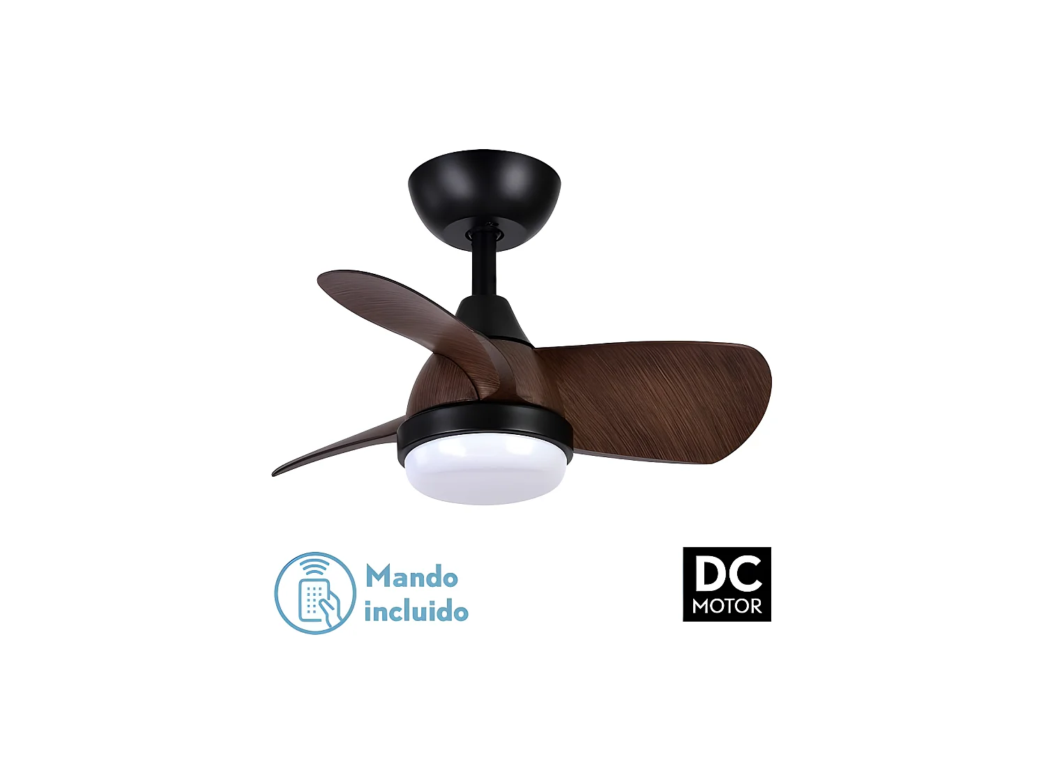 Ventilatore PIRDO marrone LED 24w DC con Fabrilamp 3 temperature