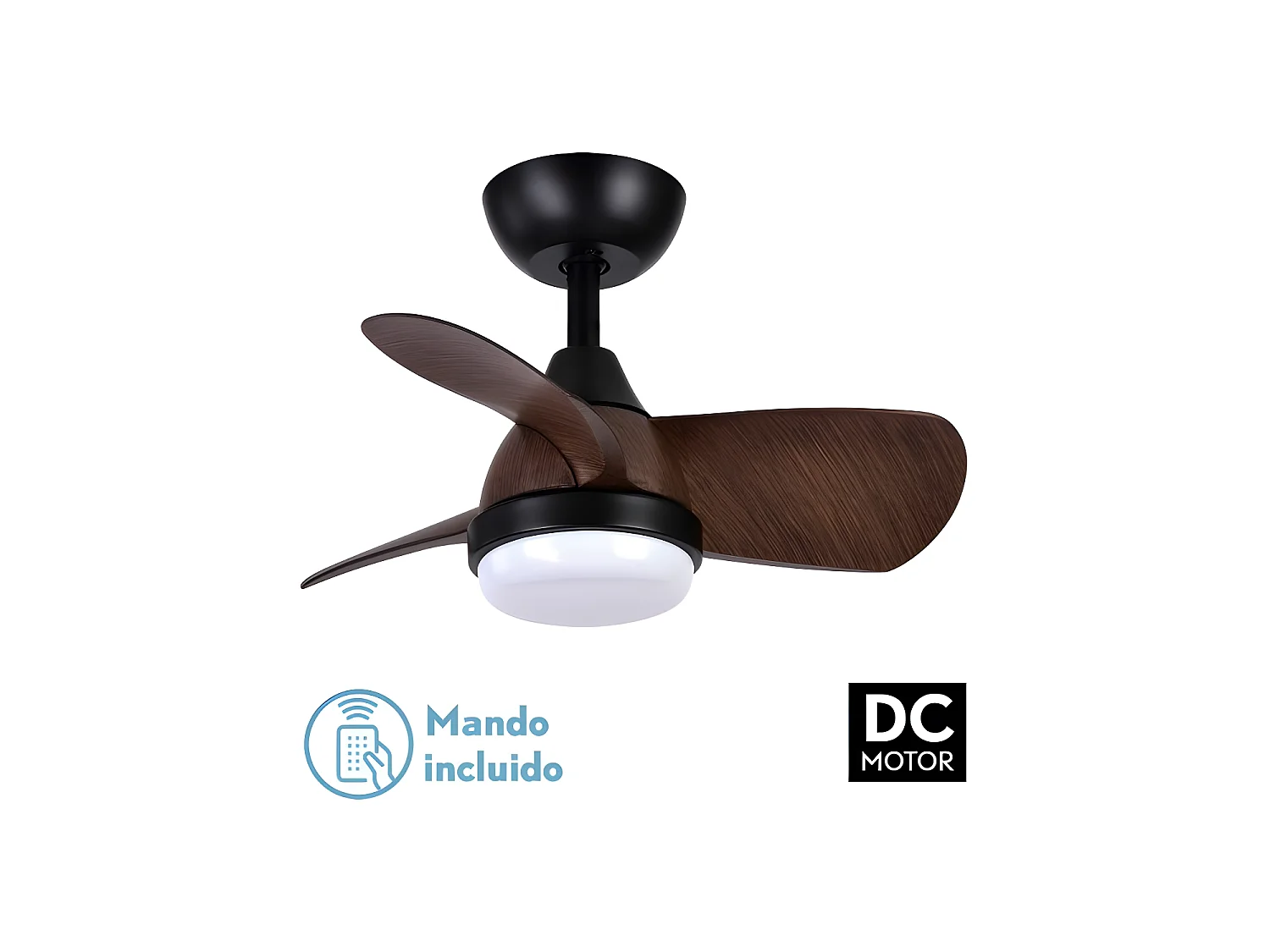 Ventilador Dc Pirdo Marron Led 24w Con 3 Temperaturas