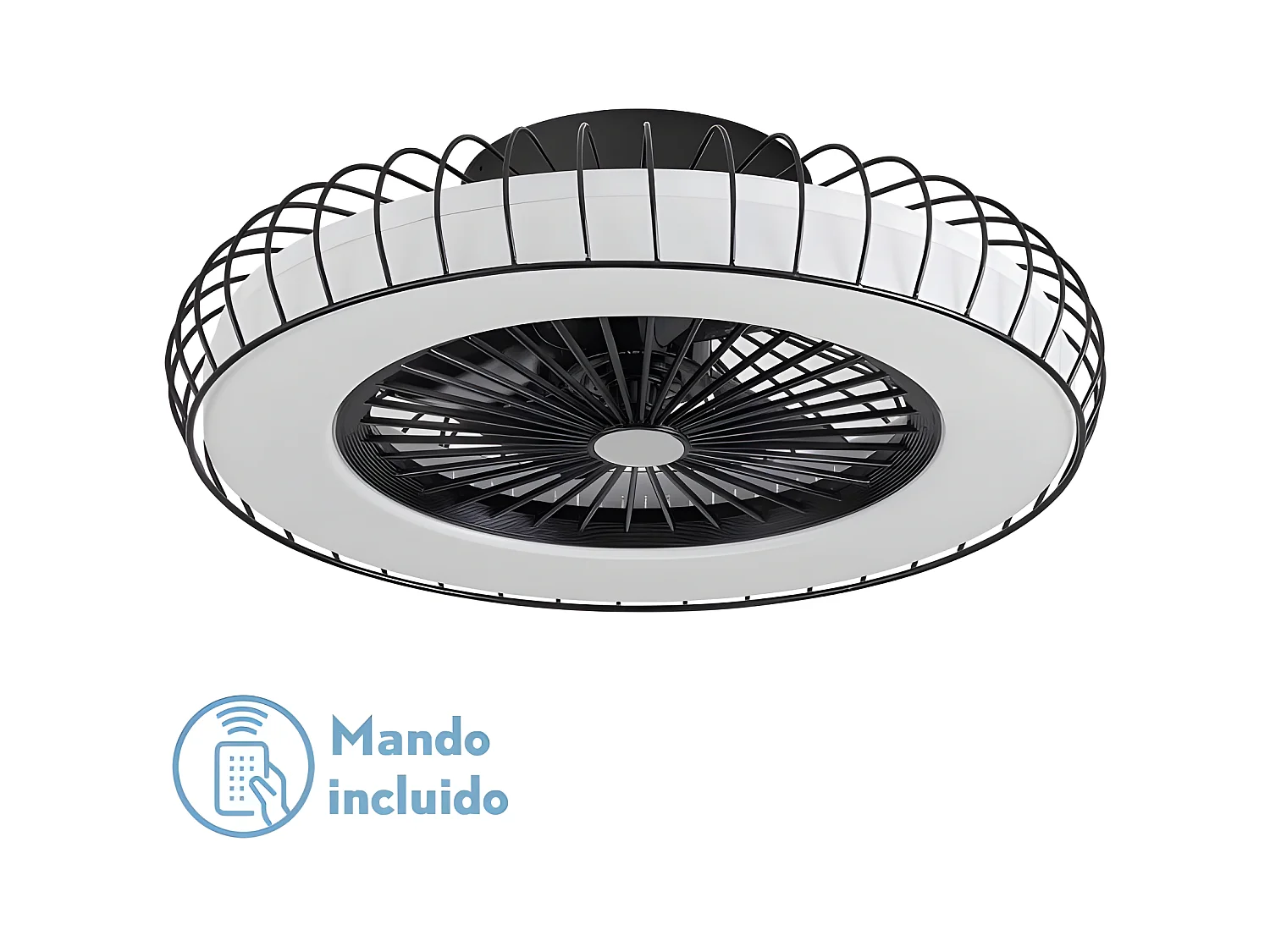 Ventilador Dc Albonez Negro Led Dimable Con Cct Regulable