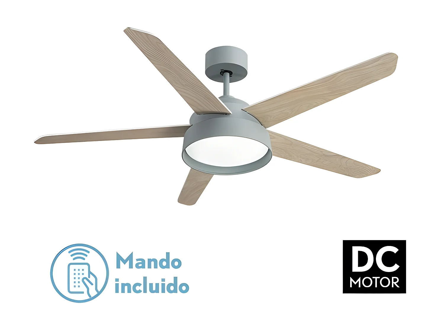 Ventilateur DC LEBECHE LED verte 3 températures télécommande Fabrilamp