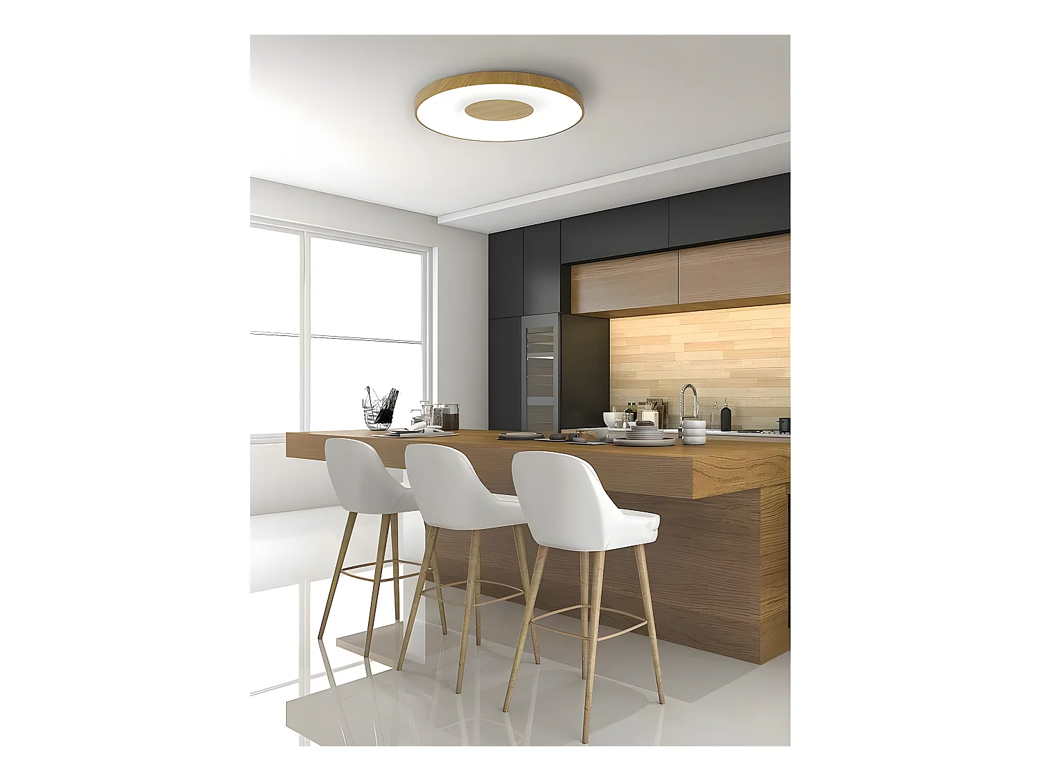 Plafondnier LED fini en or MANTRA modèle COIN