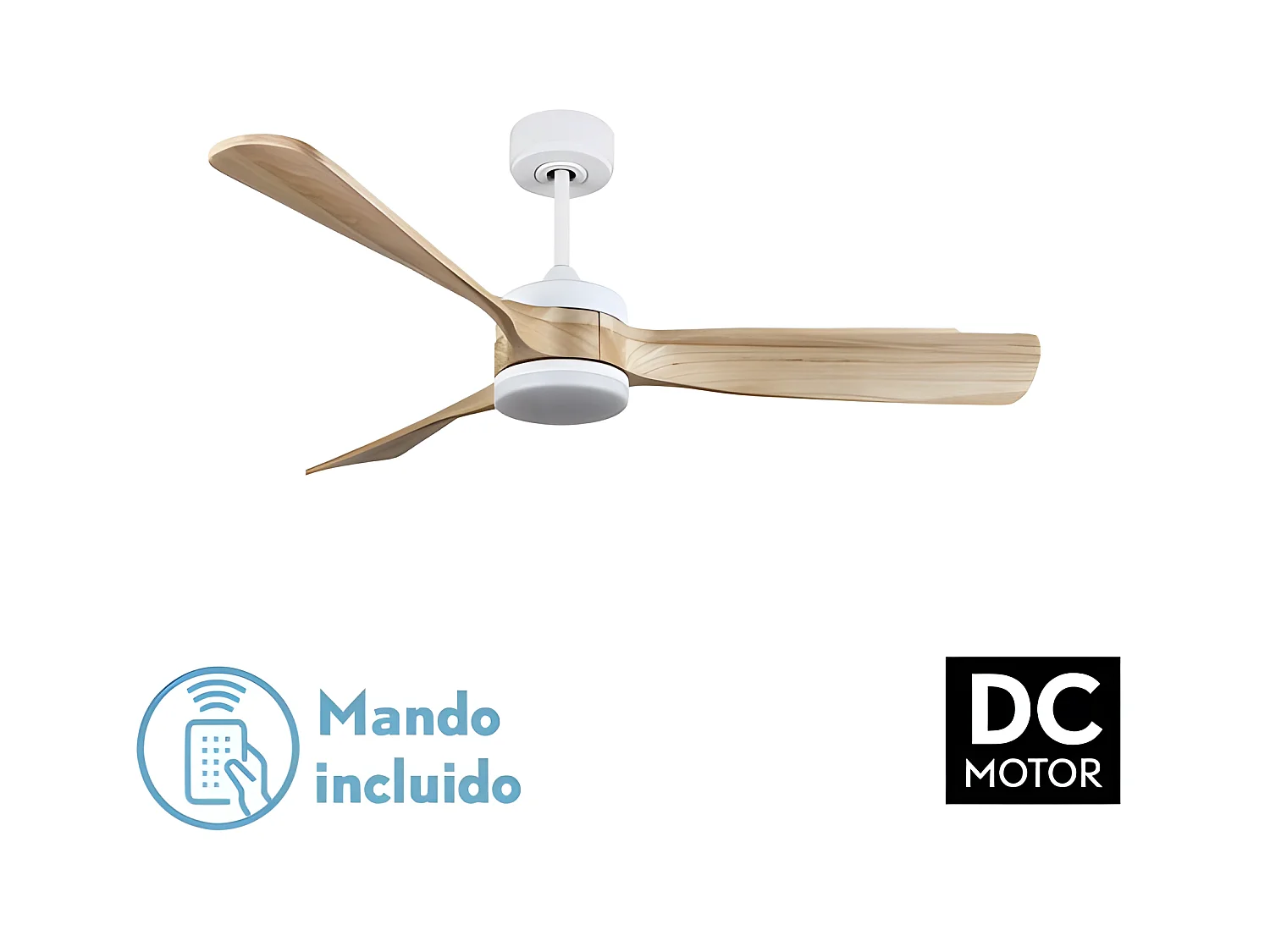 Ventilateur DC LED blanc ORIENTE 3 températures et télécommande Fabrilamp