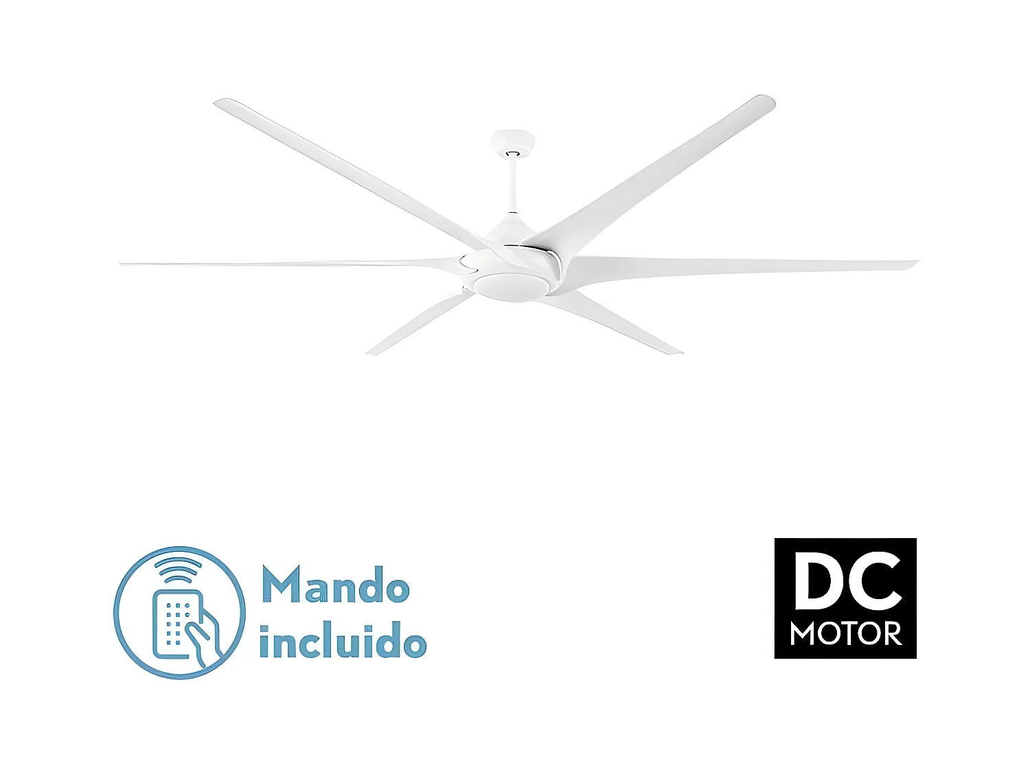 Ventilador Extragrande Dc Moncayo Blanco Led Cct Regulable