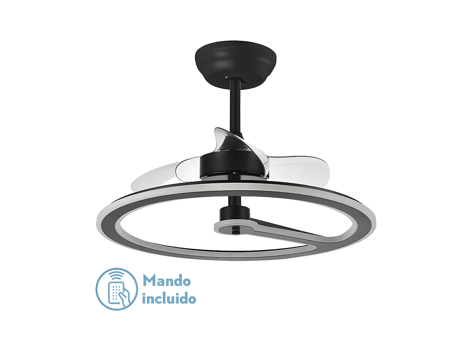 Ventilador Dc Chom Negro Led Con Tres Temperaturas Y Control Remoto