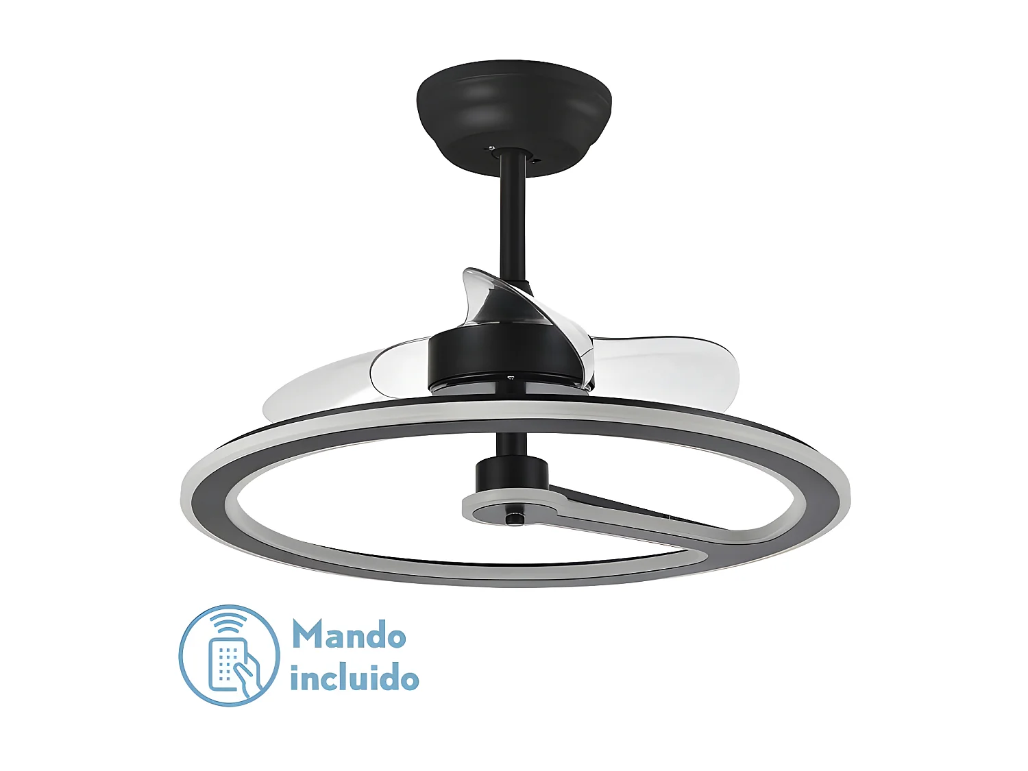 Ventilador Dc Chom Negro Led Con Tres Temperaturas Y Control Remoto
