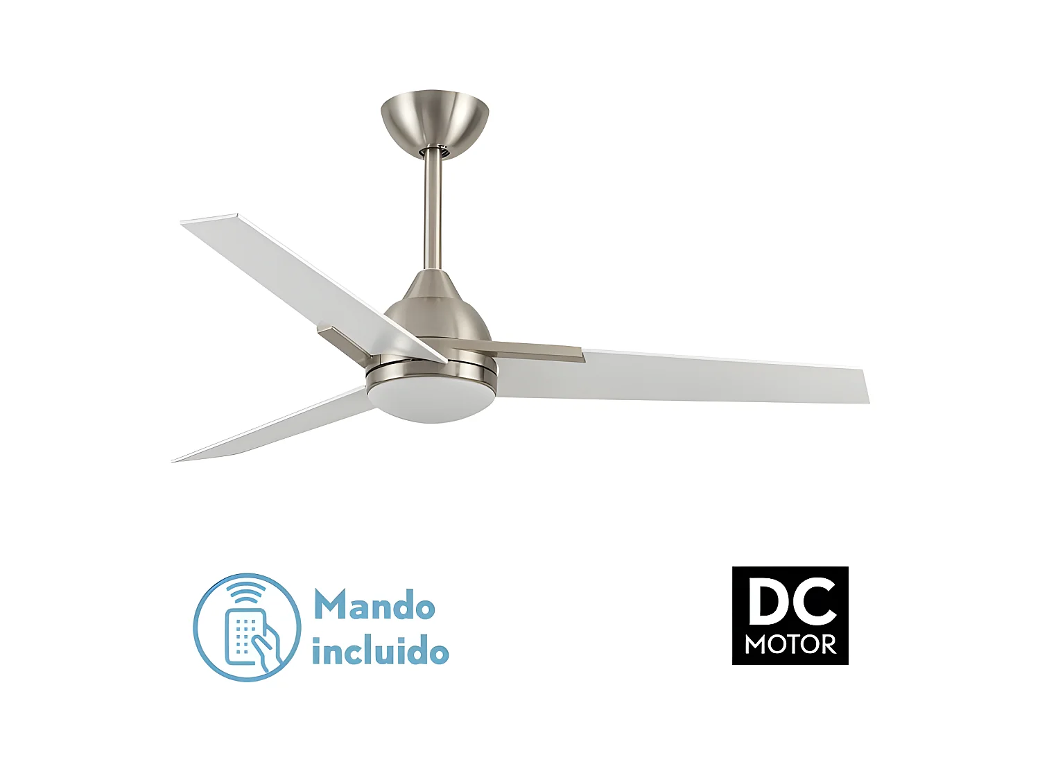 Ventilatore DC ARGESTE nickel Led 22w con 3 temperature e memory Fabrilamp