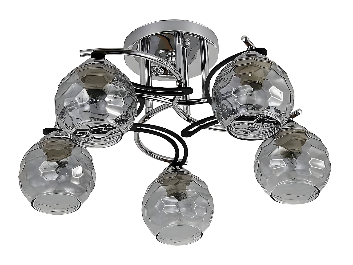 Lampada da soffitto a 5 luci CHROME ETNA con tulipani in vetro FABRILAMP