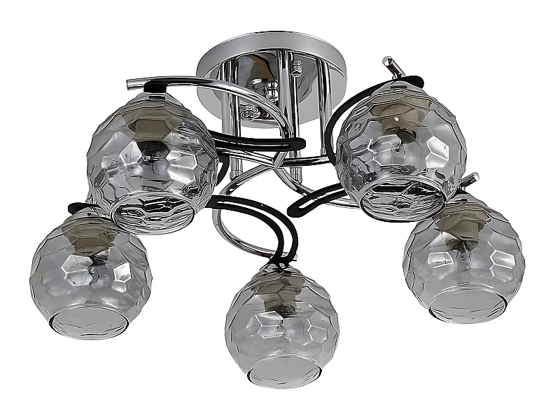 Lampada da soffitto a 5 luci CHROME ETNA con tulipani in vetro FABRILAMP