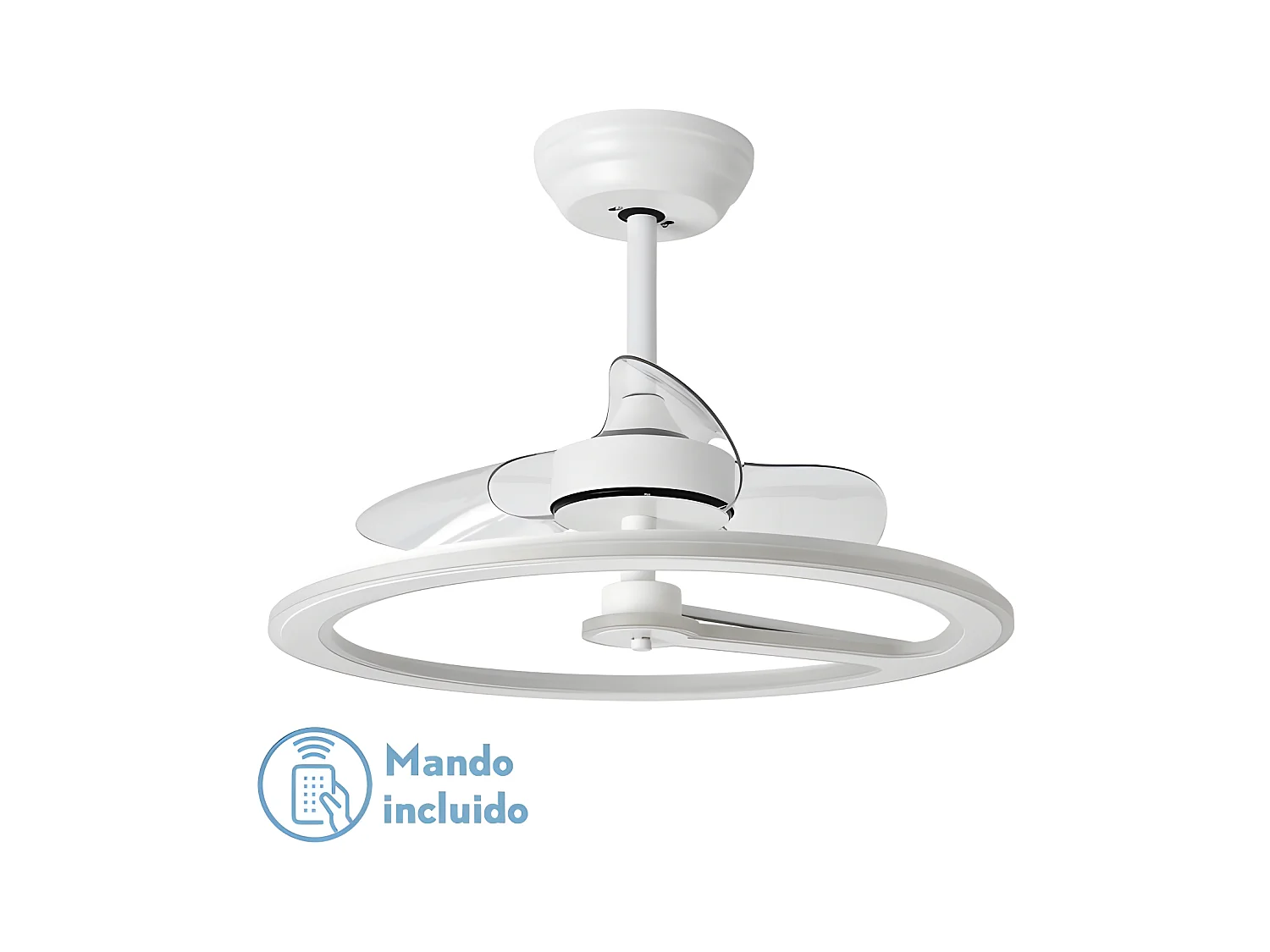 Ventilador Dc Chom Blanco Led Con Tres Temperaturas Y Control Remoto