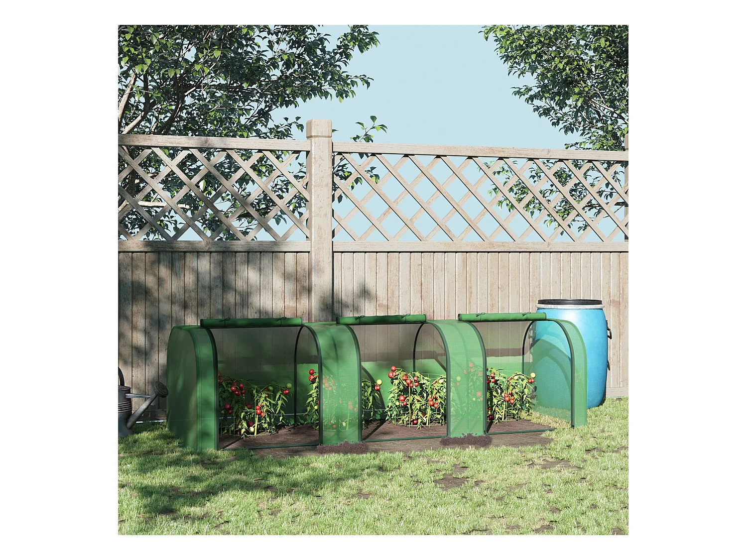 Mini serre de jardin serre à tomates 2,95L x 1l x 0,8H m acier PE haute densité 140 g/m² anti-UV 3 fenêtres zip enroulables vert