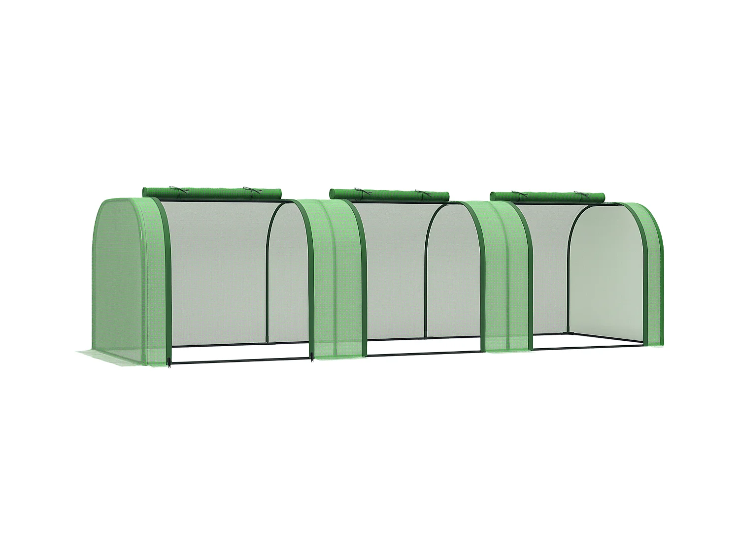 Mini serre de jardin serre à tomates 2,95L x 1l x 0,8H m acier PE haute densité 140 g/m² anti-UV 3 fenêtres zip enroulables vert