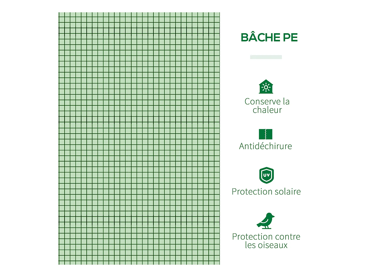 Mini serre de jardin serre à tomates 2,95L x 1l x 0,8H m acier PE haute densité 140 g/m² anti-UV 3 fenêtres zip enroulables vert