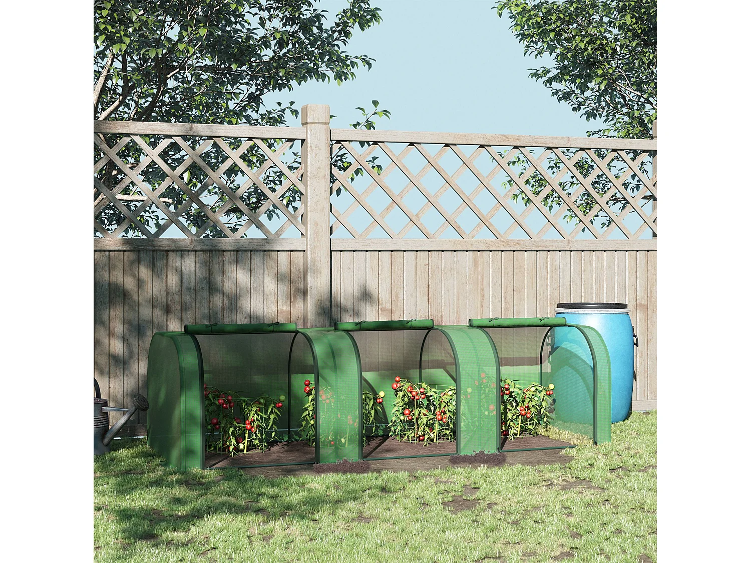 Mini serre de jardin serre à tomates 2,95L x 1l x 0,8H m acier PE haute densité 140 g/m² anti-UV 3 fenêtres zip enroulables vert