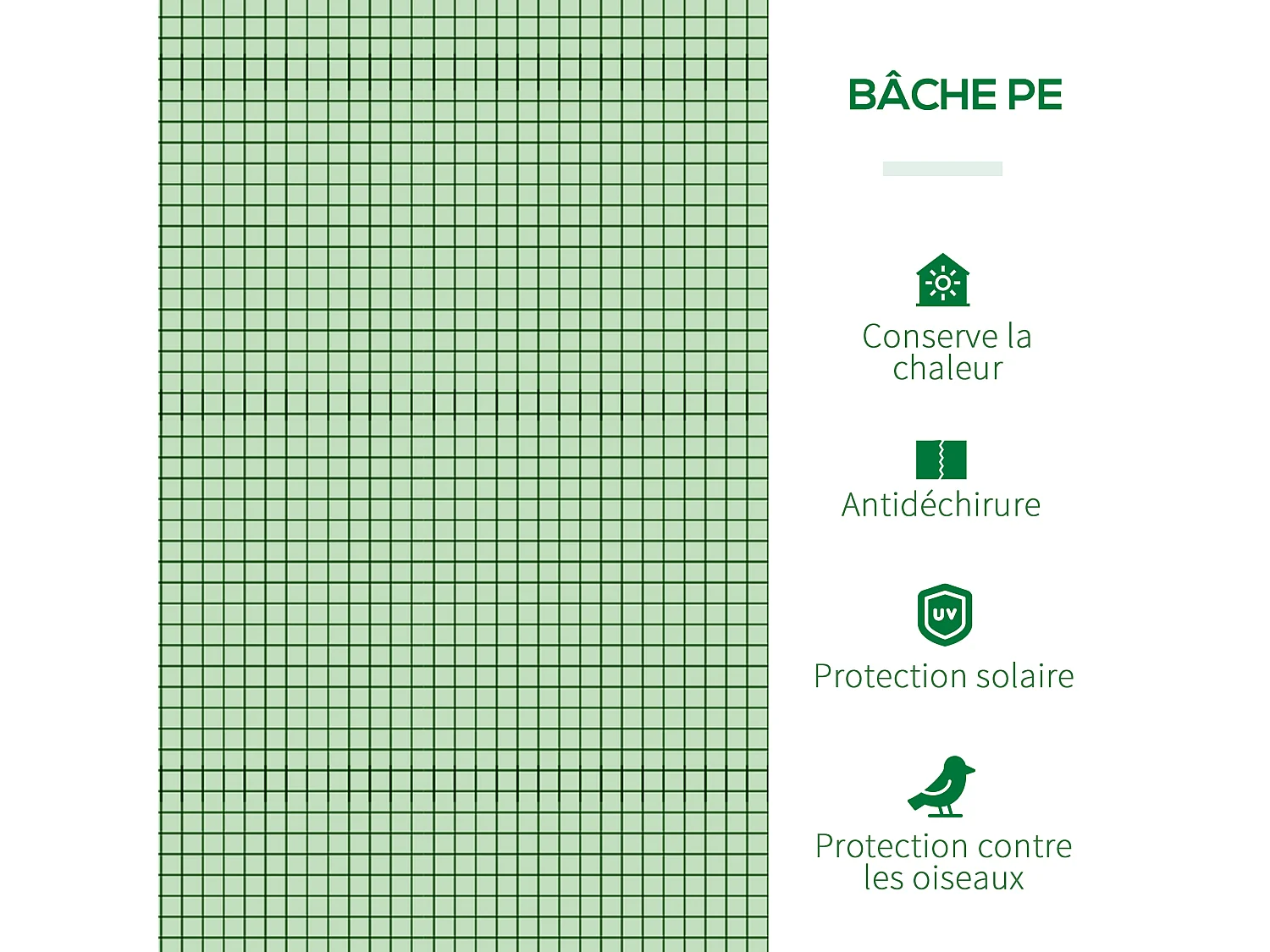 Mini serre de jardin serre à tomates 2,95L x 1l x 0,8H m acier PE haute densité 140 g/m² anti-UV 3 fenêtres zip enroulables vert