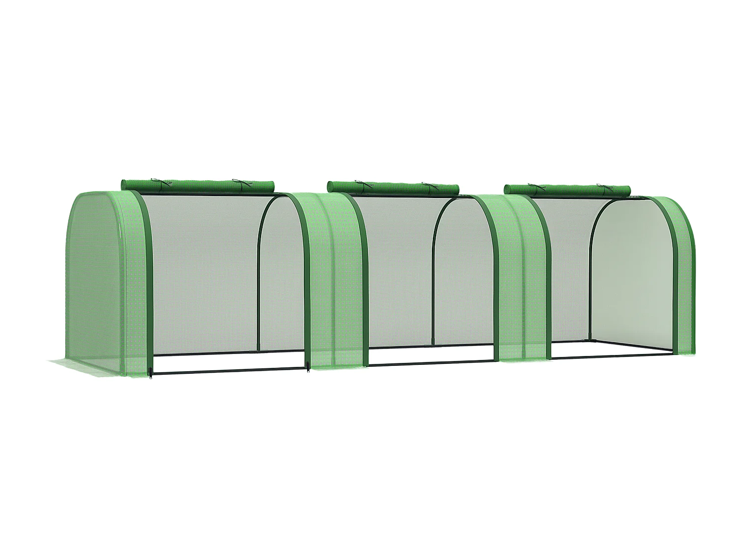 Mini serre de jardin serre à tomates 2,95L x 1l x 0,8H m acier PE haute densité 140 g/m² anti-UV 3 fenêtres zip enroulables vert