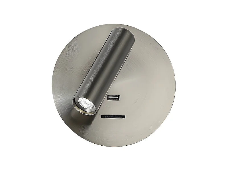 Applique murale en nickel modèle Giotto Redondo avec port USB FABRILAMP