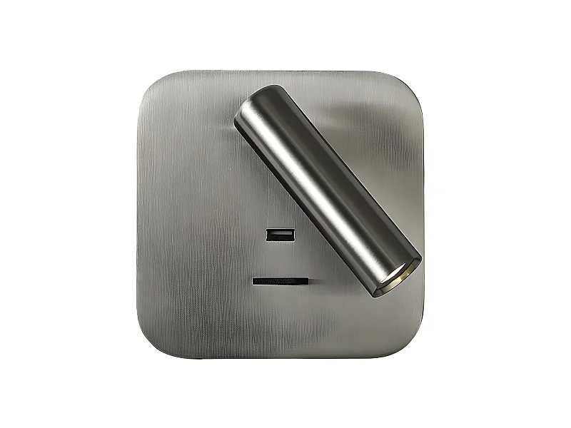 Appliquer en nickel Giotto Square Nickel avec port USB FABRILAMP