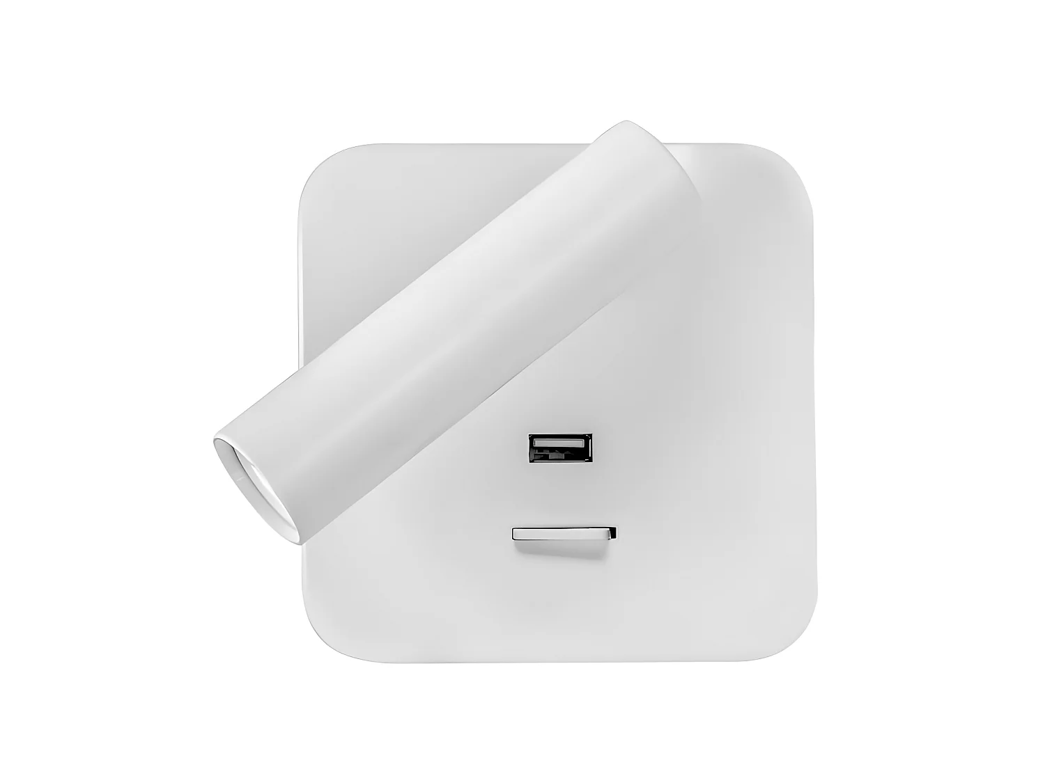 Lampada da parete con faretto orientabile Giotto Square Porta Usb Bianca FABRILAMP