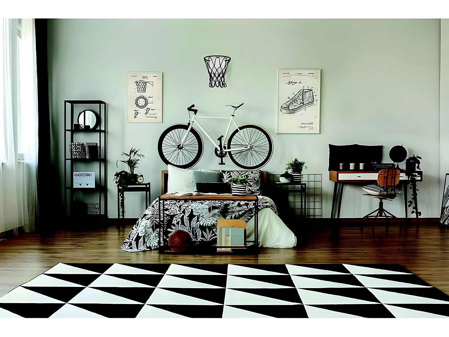 Appliquer le panier BASKETBALL en noir, MANTRA