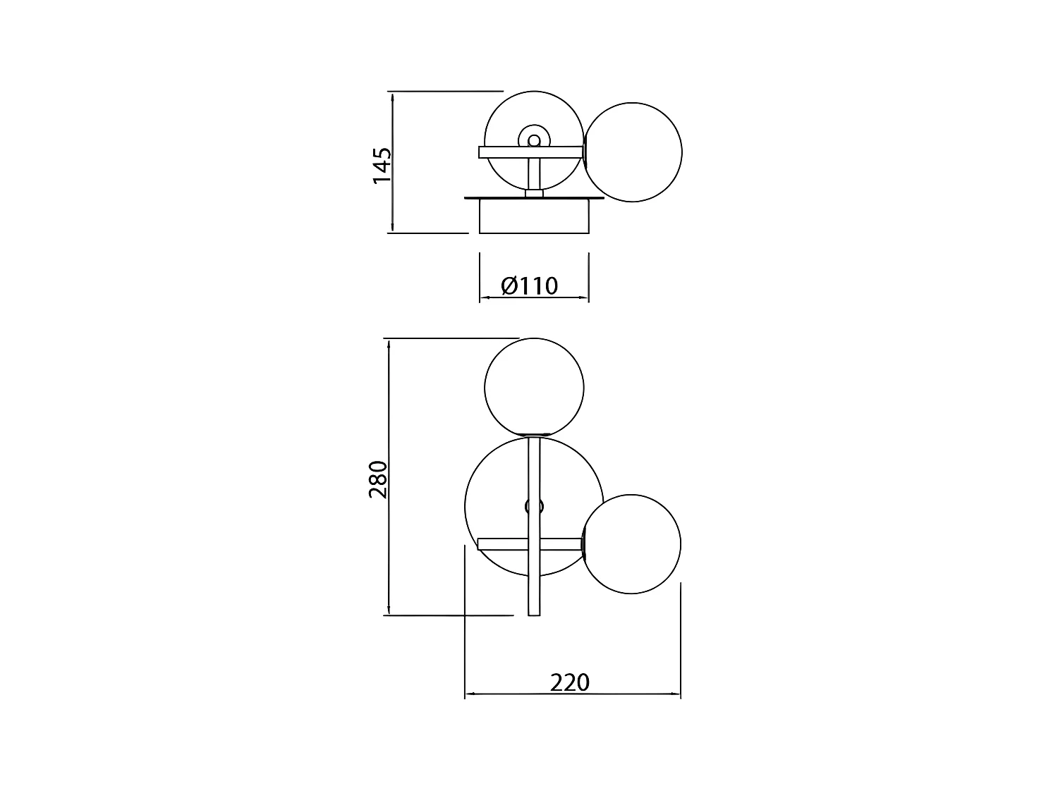 Applique murale à deux lumières modèle CELLAR finie en noir MANTRA