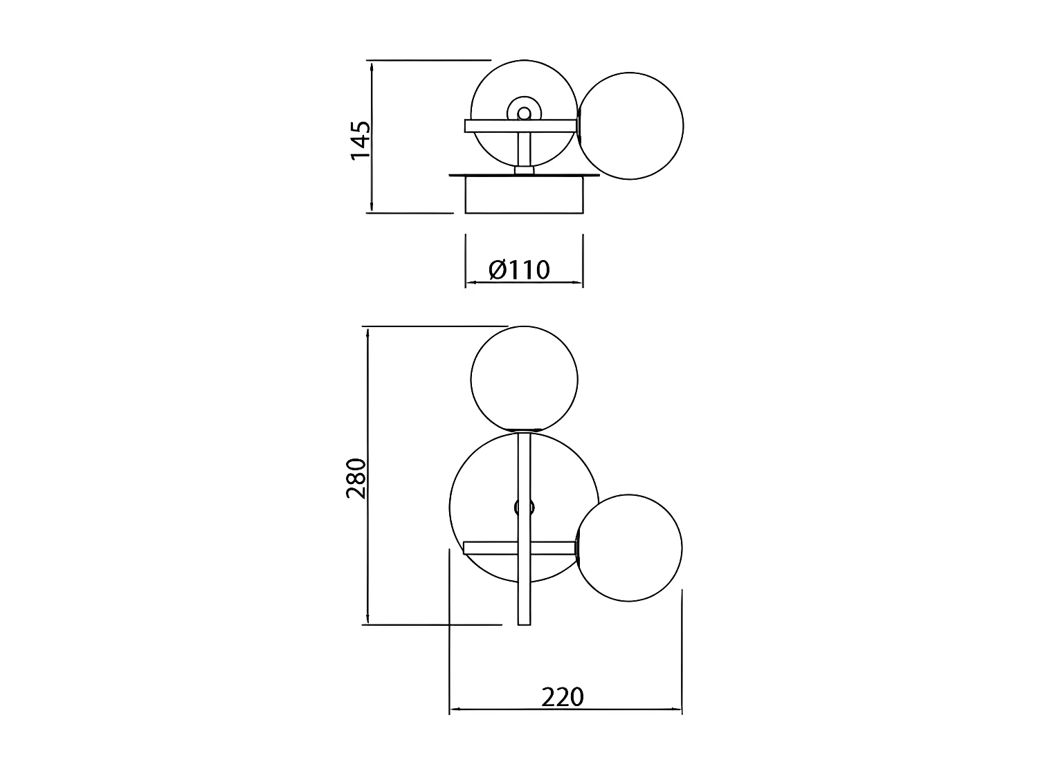 Applique murale à deux lumières modèle CELLAR finie en noir MANTRA