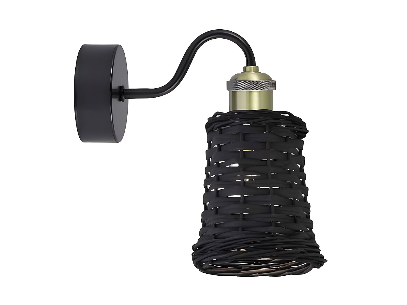 Applique murale noire modèle ALEXIA avec écran en osier AJP