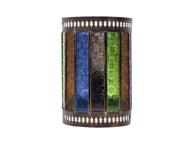 Lampara Aplique Artesanal Casablanca 1xe27 Marron/colores 25x1 De  .6d